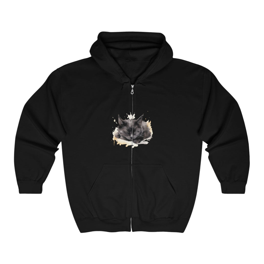 Sleeping Black Cat Watercolor Hoodie Hoodie - Blululi