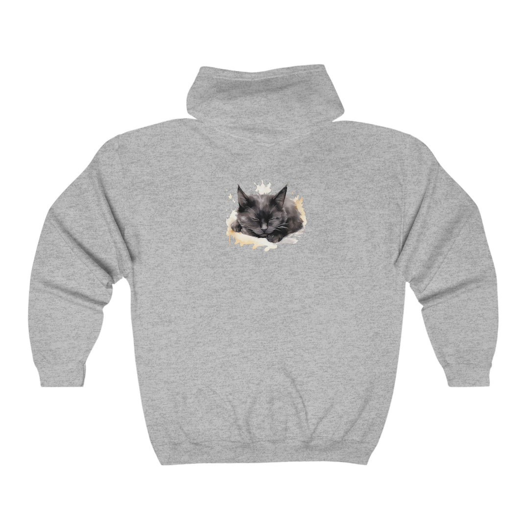 Sleeping Black Cat Watercolor Hoodie Hoodie - Blululi