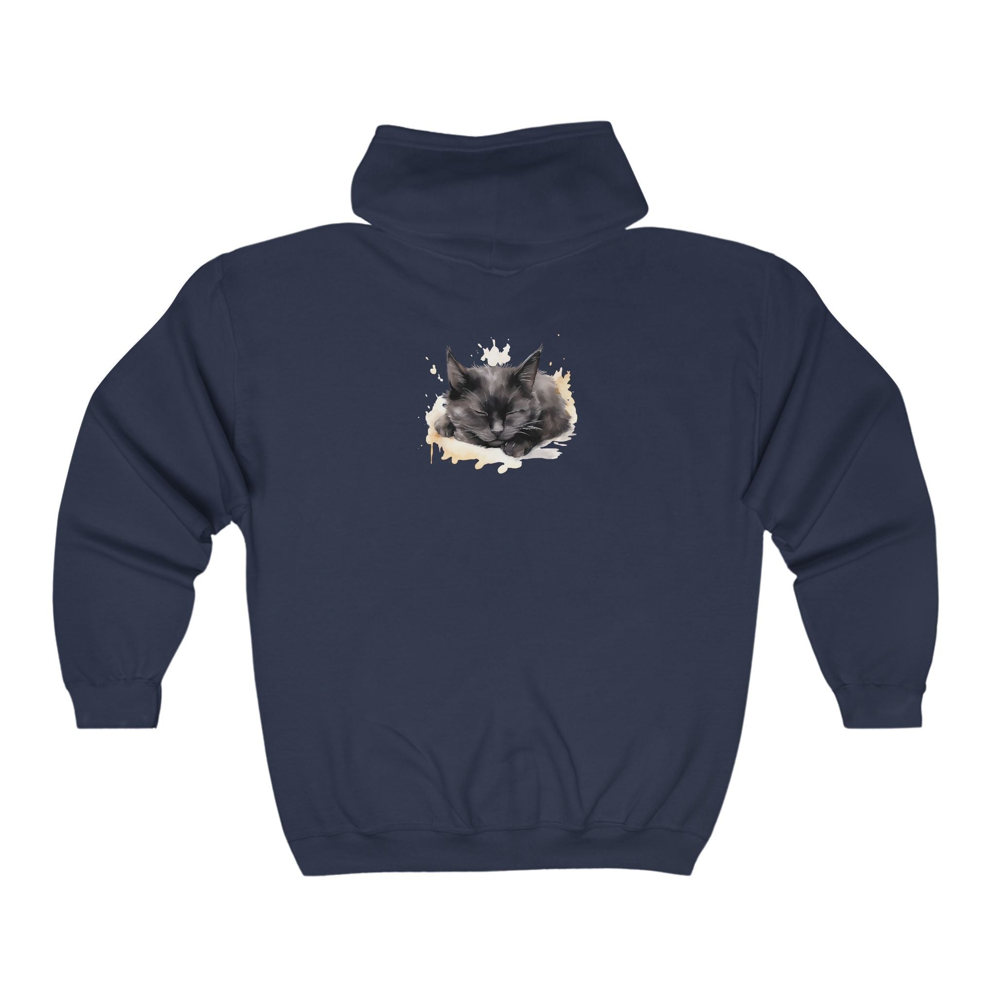 Sleeping Black Cat Watercolor Hoodie Hoodie - Blululi