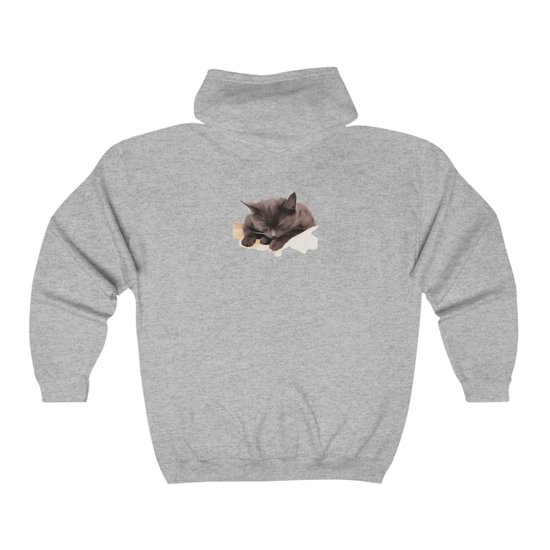 Sleepy Cat Hoodie - Cozy & Soft Black Cat Design Hoodie - Blululi