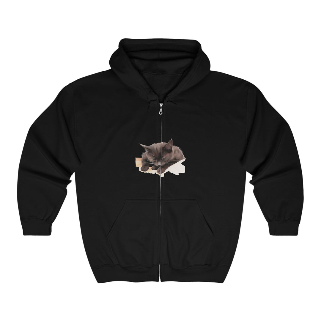 Sleepy Cat Hoodie - Cozy & Soft Black Cat Design Hoodie - Blululi