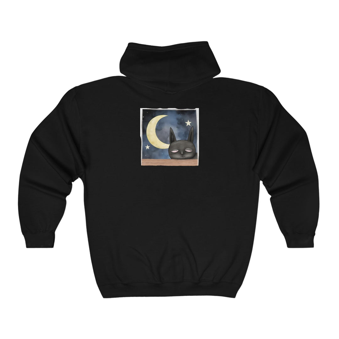 Sleepy Cat Night Sky Hoodie - Cozy & Cute Hoodie - Blululi