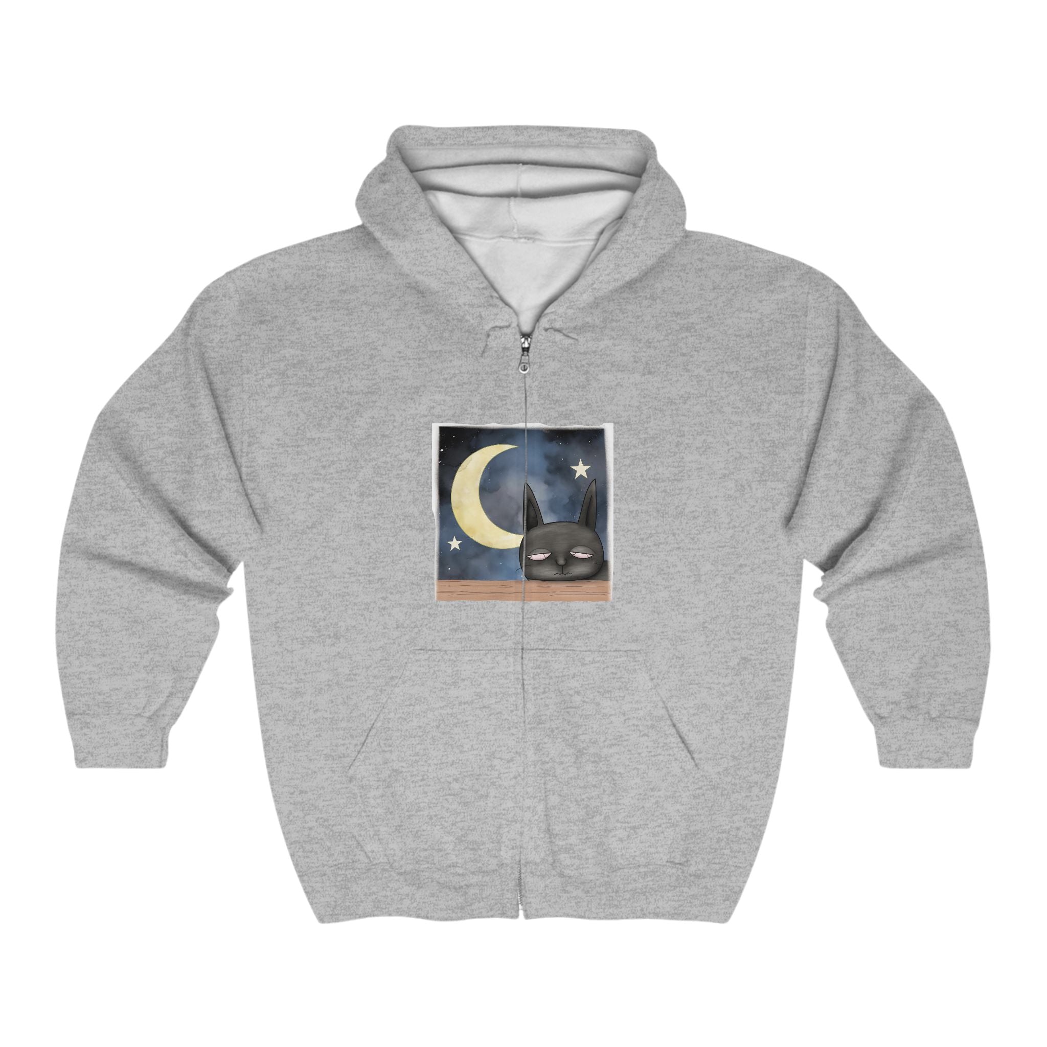 Sleepy Cat Night Sky Hoodie - Cozy & Cute Hoodie - Blululi