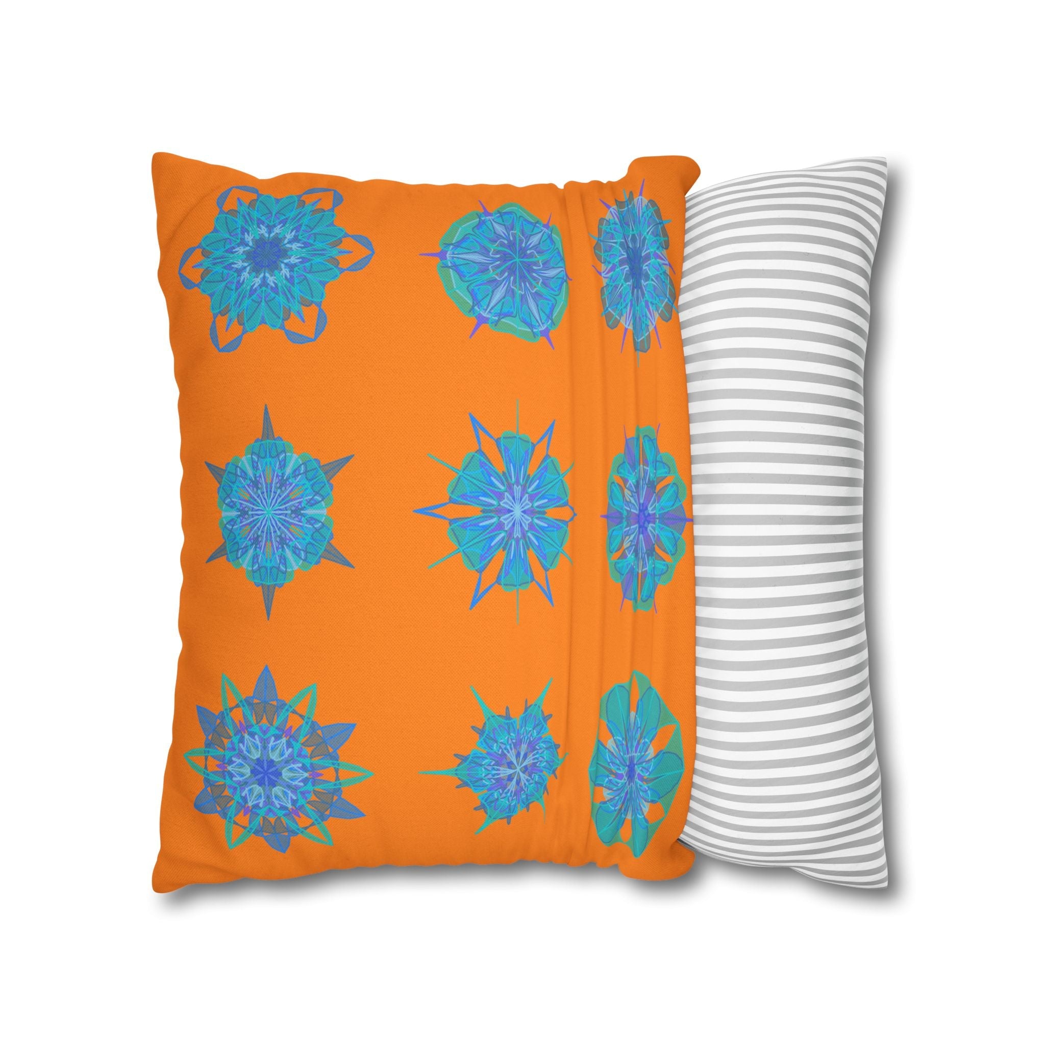 Snowflakes pillowcase for bed - Spun Polyester Square Pillowcase Mandala Art - Original Fine Art - Hand - drawn, Sunset Glow - Blululi