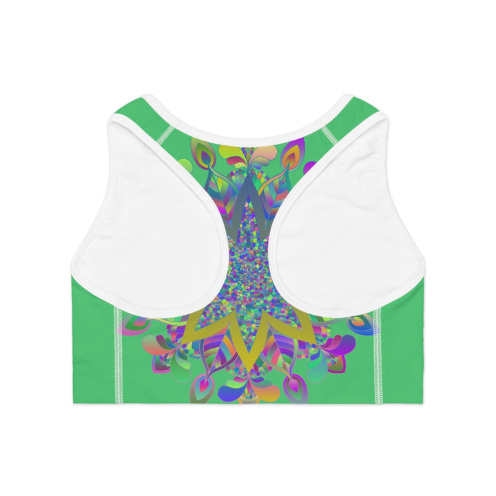 Sports Bra hand drawn mandala Emerald Green All Over Prints - Blululi