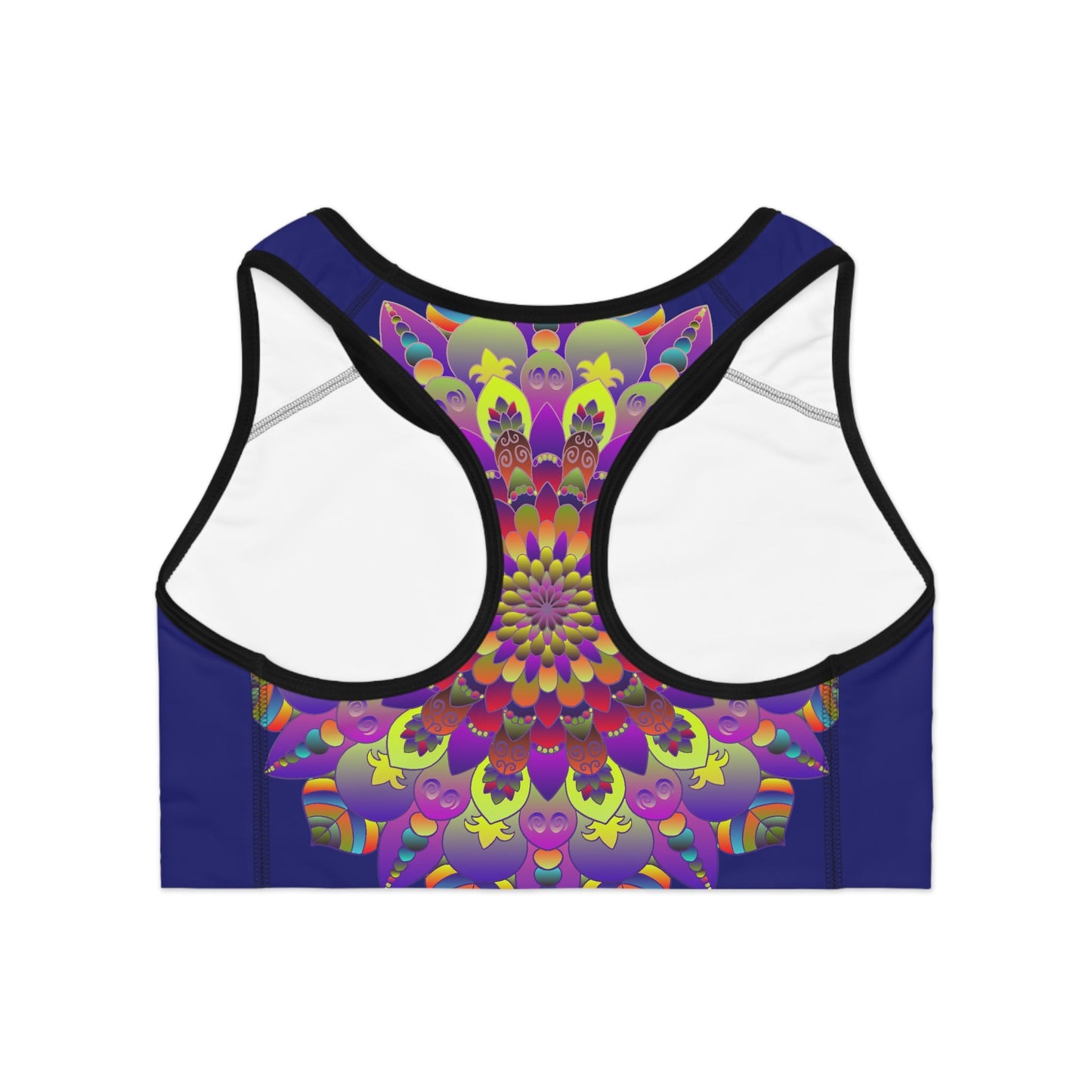 Sports Bra hand drawn mandala Midnight Blue All Over Prints - Blululi