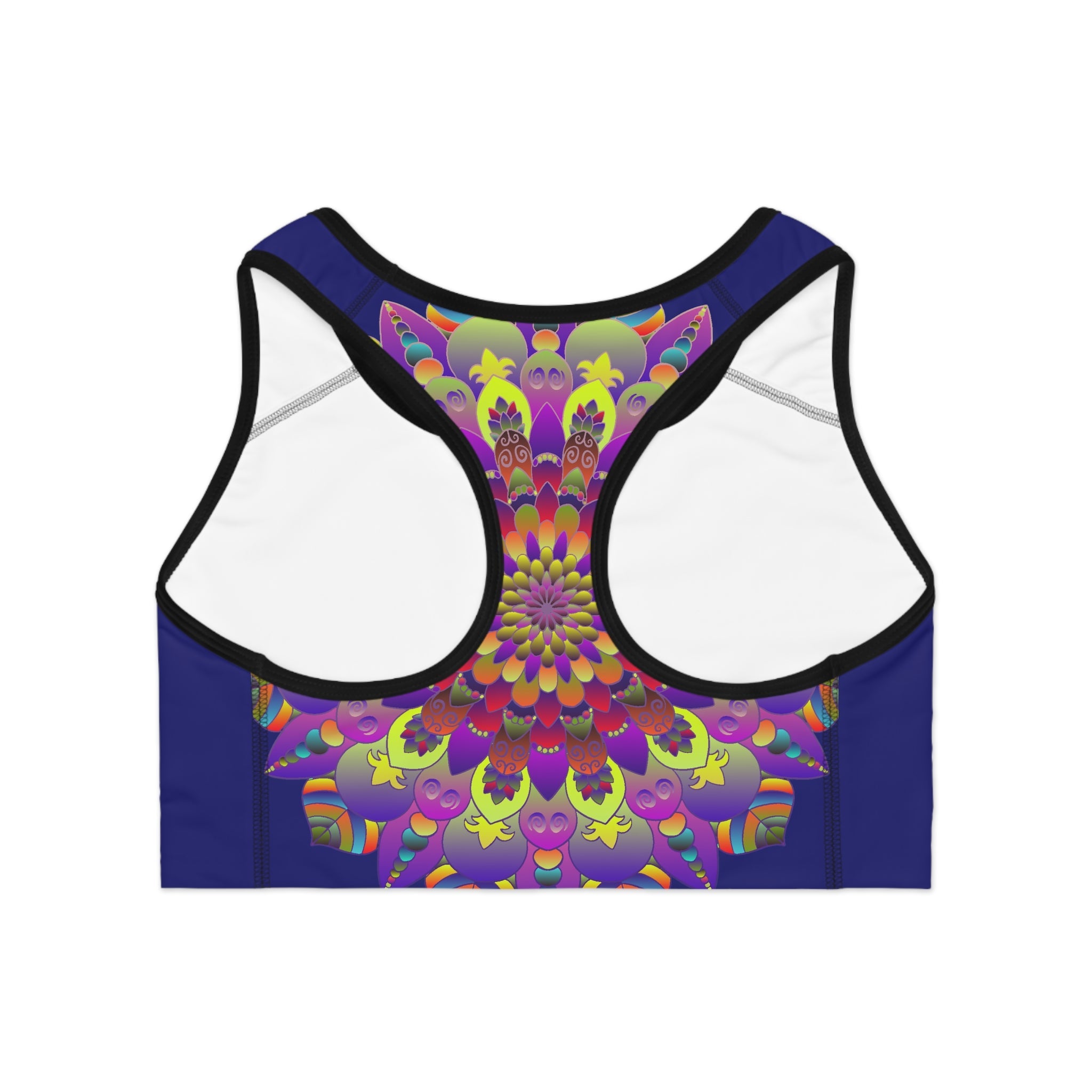 Sports Bra hand drawn mandala Midnight Blue All Over Prints - Blululi