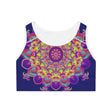 Sports Bra hand drawn mandala Midnight Blue All Over Prints - Blululi