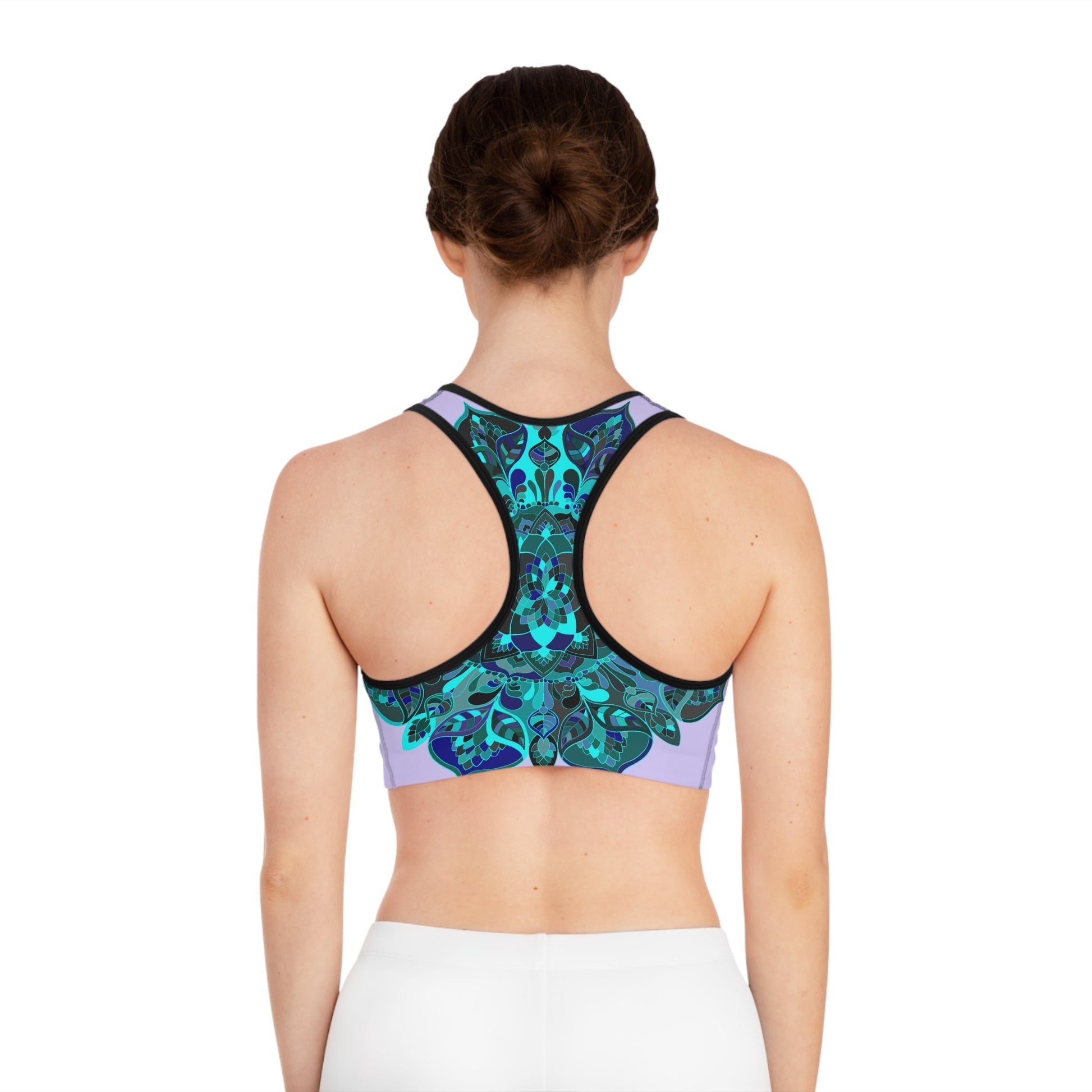 Sports Bra hand drawn mandala Pale Levander All Over Prints - Blululi