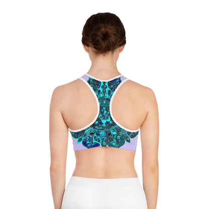 Sports Bra hand drawn mandala Pale Levander All Over Prints - Blululi