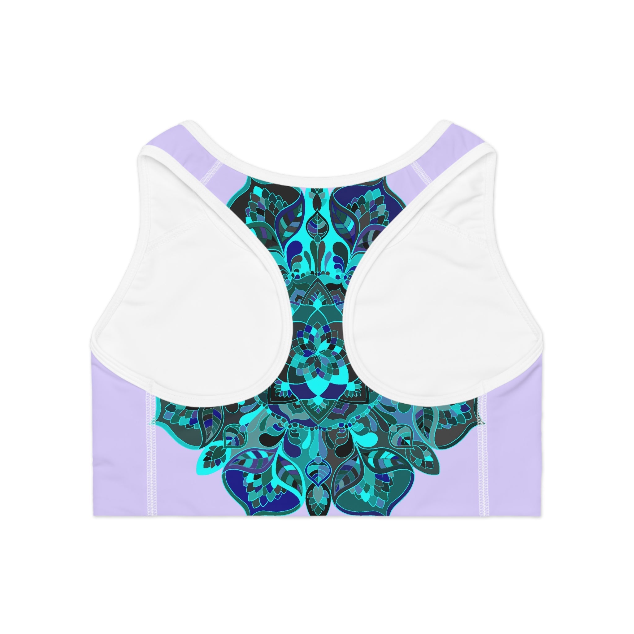 Sports Bra hand drawn mandala Pale Levander All Over Prints - Blululi