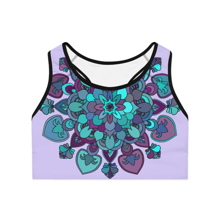 Sports Bra hand drawn mandala Pale Levander All Over Prints - Blululi