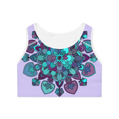 Sports Bra hand drawn mandala Pale Levander All Over Prints - Blululi