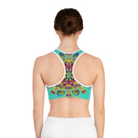Sports Bra Mandala Turquoise - Compression Fit All Over Prints - Blululi