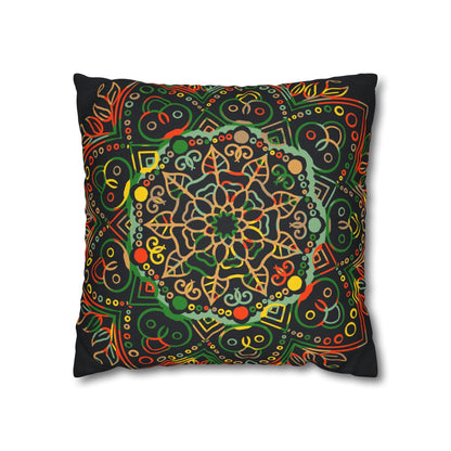 Spun Polyester Square Pillowcase Mandala Art - Original Fine Art - Hand - drawn - Dark Charcoal Blue - Blululi