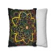 Spun Polyester Square Pillowcase Mandala Art - Original Fine Art - Hand - drawn - Dark Charcoal Blue - Blululi