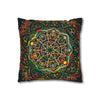 Spun Polyester Square Pillowcase Mandala Art - Original Fine Art - Hand - drawn - Dark Charcoal Blue - Blululi