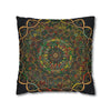 Spun Polyester Square Pillowcase Mandala Art - Original Fine Art - Hand - drawn - Dark Charcoal Blue - Blululi