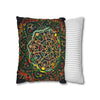 Spun Polyester Square Pillowcase Mandala Art - Original Fine Art - Hand - drawn - Dark Charcoal Blue - Blululi