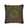 Spun Polyester Square Pillowcase Mandala Art - Original Fine Art - Hand - drawn - Dark Charcoal Blue - Blululi