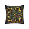 Spun Polyester Square Pillowcase Mandala Art - Original Fine Art - Hand - drawn - Dark Charcoal Blue - Blululi