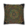 Spun Polyester Square Pillowcase Mandala Art - Original Fine Art - Hand - drawn - Dark Charcoal Blue - Blululi