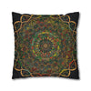 Spun Polyester Square Pillowcase Mandala Art - Original Fine Art - Hand - drawn - Dark Charcoal Blue - Blululi