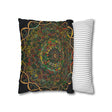 Spun Polyester Square Pillowcase Mandala Art - Original Fine Art - Hand - drawn - Dark Charcoal Blue - Blululi
