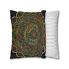 Spun Polyester Square Pillowcase Mandala Art - Original Fine Art - Hand - drawn - Dark Charcoal Blue - Blululi