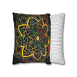 Spun Polyester Square Pillowcase Mandala Art - Original Fine Art - Hand - drawn - Dark Charcoal Blue - Blululi