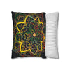 Spun Polyester Square Pillowcase Mandala Art - Original Fine Art - Hand - drawn - Dark Charcoal Blue - Blululi