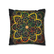 Spun Polyester Square Pillowcase Mandala Art - Original Fine Art - Hand - drawn - Dark Charcoal Blue - Blululi