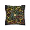 Spun Polyester Square Pillowcase Mandala Art - Original Fine Art - Hand - drawn - Dark Charcoal Blue - Blululi