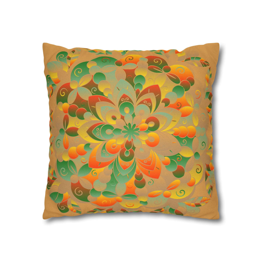 Spun Polyester Square Pillowcase Mandala Art - Original Fine Art - Hand - drawn - Dune - Blululi