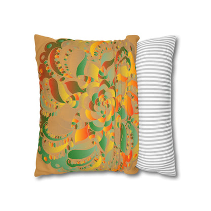 Spun Polyester Square Pillowcase Mandala Art - Original Fine Art - Hand - drawn - Dune - Blululi