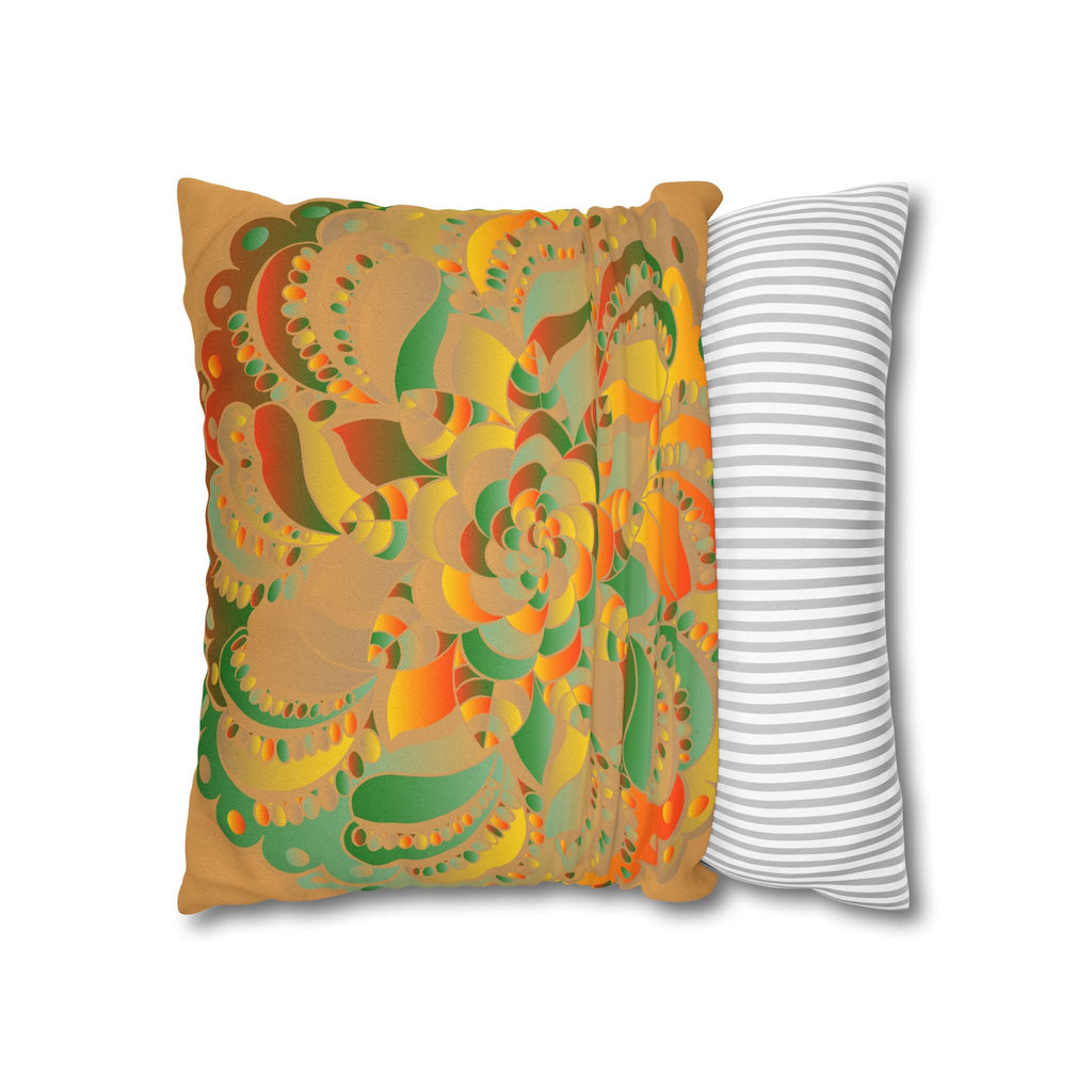 Spun Polyester Square Pillowcase Mandala Art - Original Fine Art - Hand - drawn - Dune - Blululi