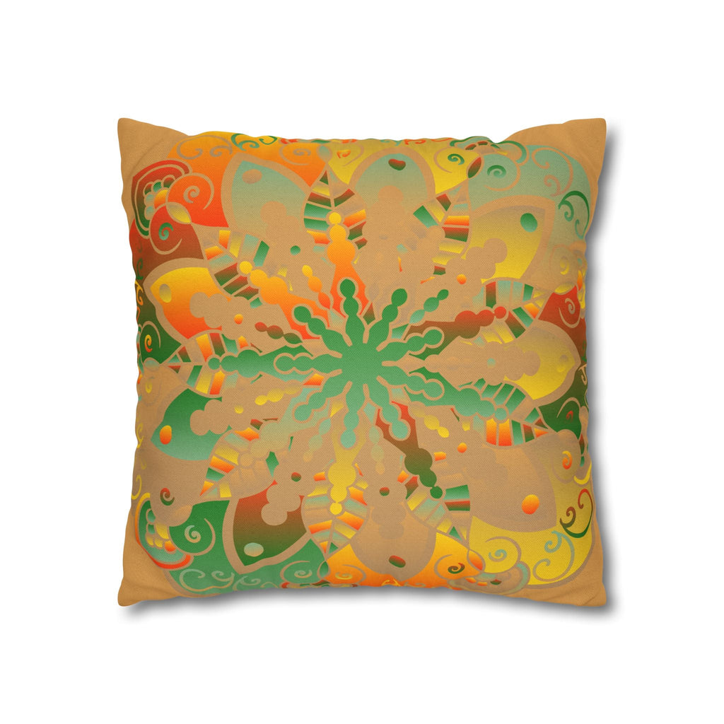 Spun Polyester Square Pillowcase Mandala Art - Original Fine Art - Hand - drawn - Dune - Blululi