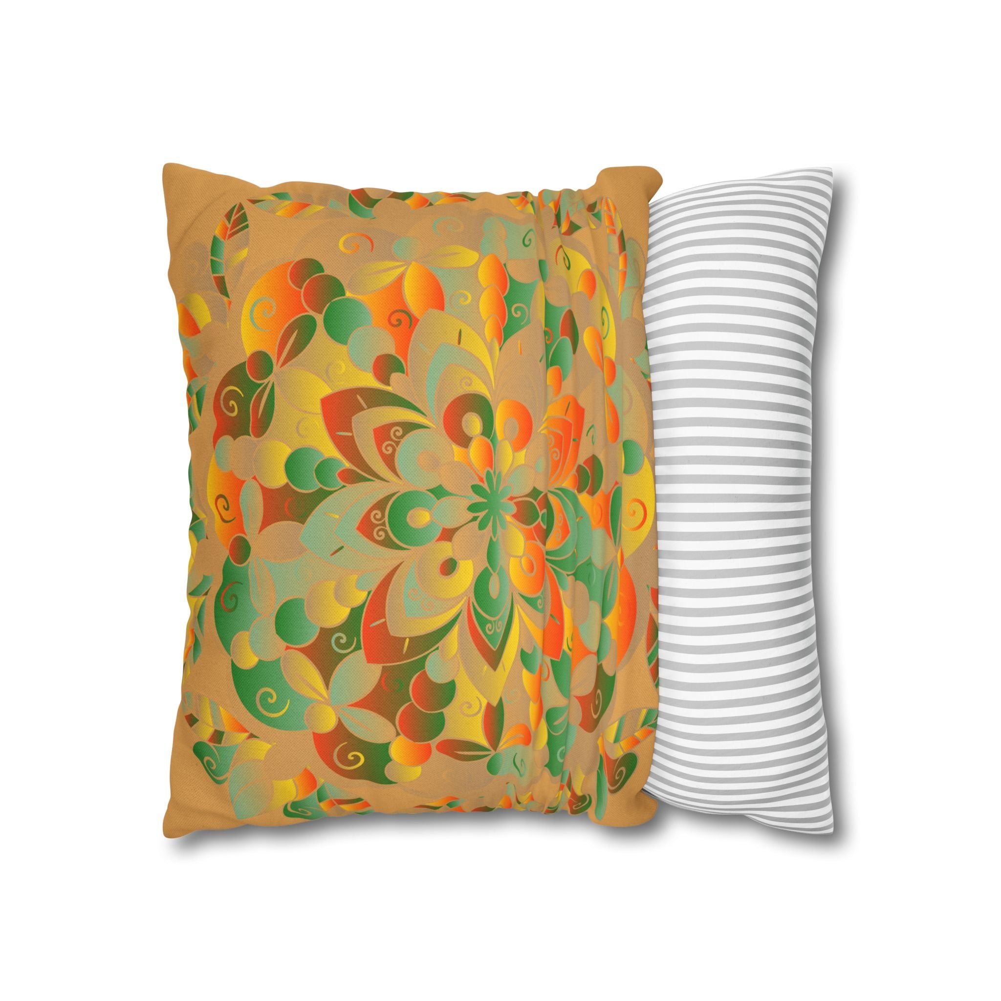 Spun Polyester Square Pillowcase Mandala Art - Original Fine Art - Hand - drawn - Dune - Blululi