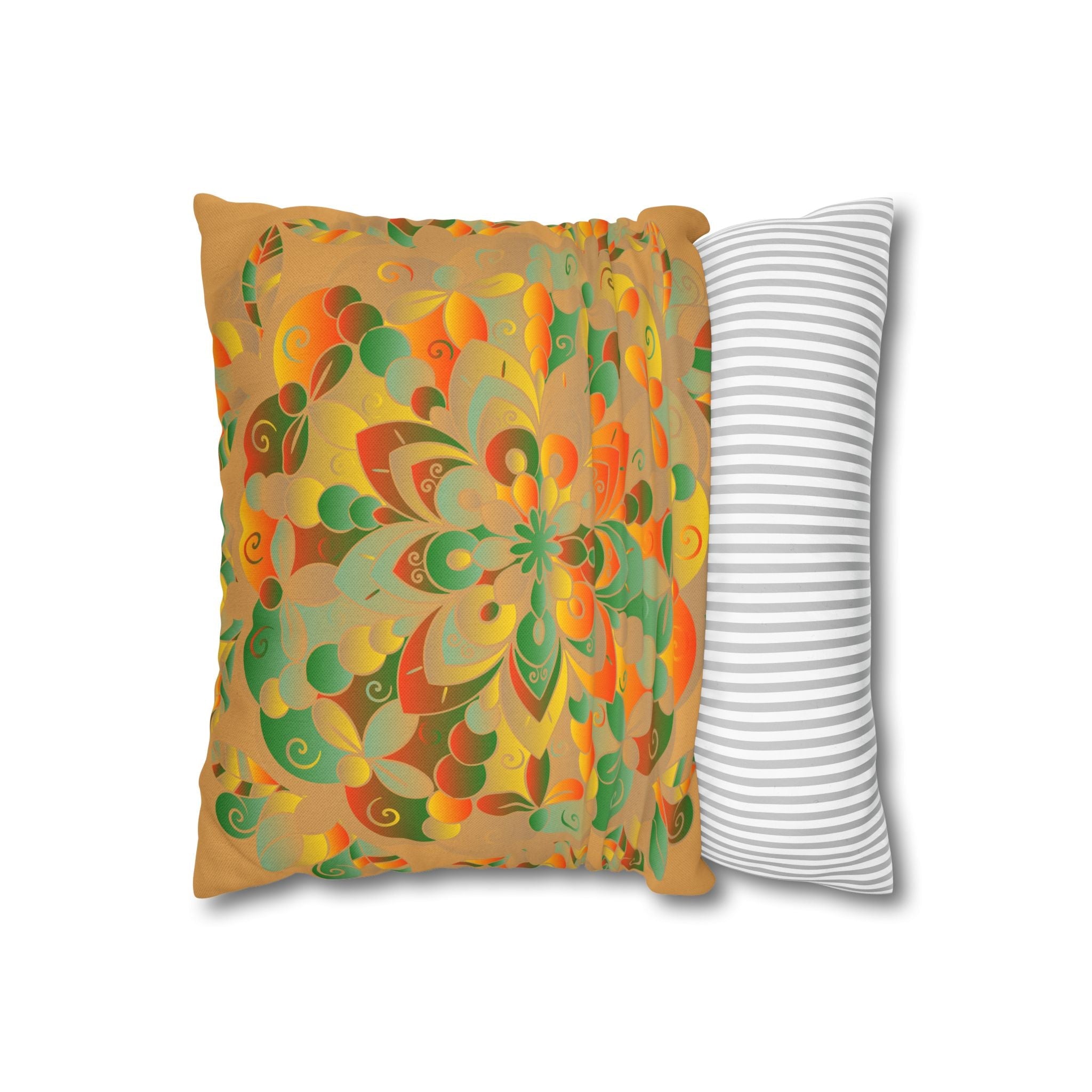 Spun Polyester Square Pillowcase Mandala Art - Original Fine Art - Hand - drawn - Dune - Blululi