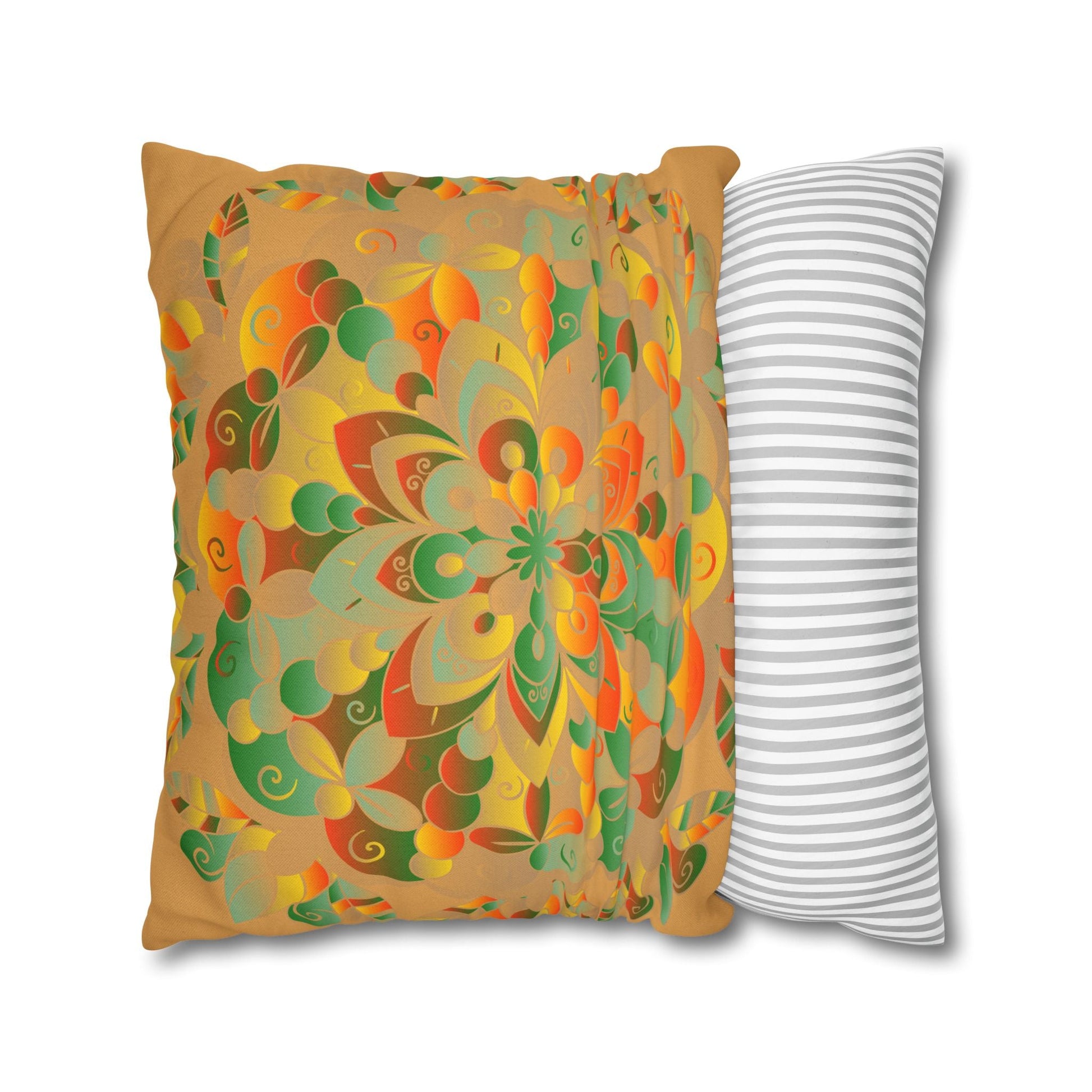 Spun Polyester Square Pillowcase Mandala Art - Original Fine Art - Hand - drawn - Dune - Blululi