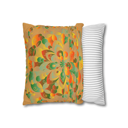 Spun Polyester Square Pillowcase Mandala Art - Original Fine Art - Hand - drawn - Dune - Blululi