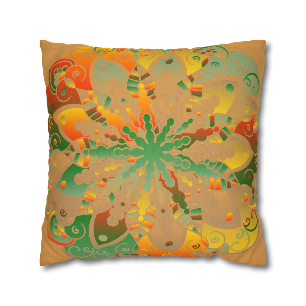 Spun Polyester Square Pillowcase Mandala Art - Original Fine Art - Hand - drawn - Dune - Blululi