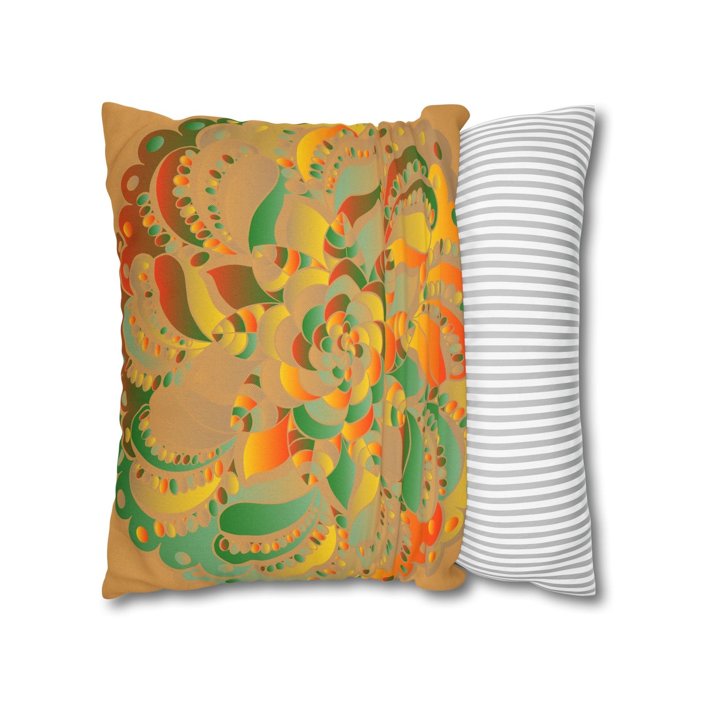 Spun Polyester Square Pillowcase Mandala Art - Original Fine Art - Hand - drawn - Dune - Blululi