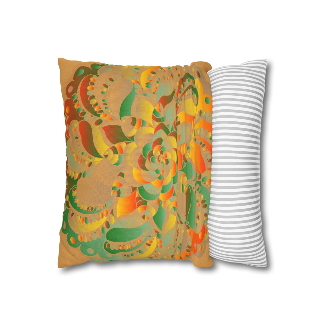 Spun Polyester Square Pillowcase Mandala Art - Original Fine Art - Hand - drawn - Dune - Blululi