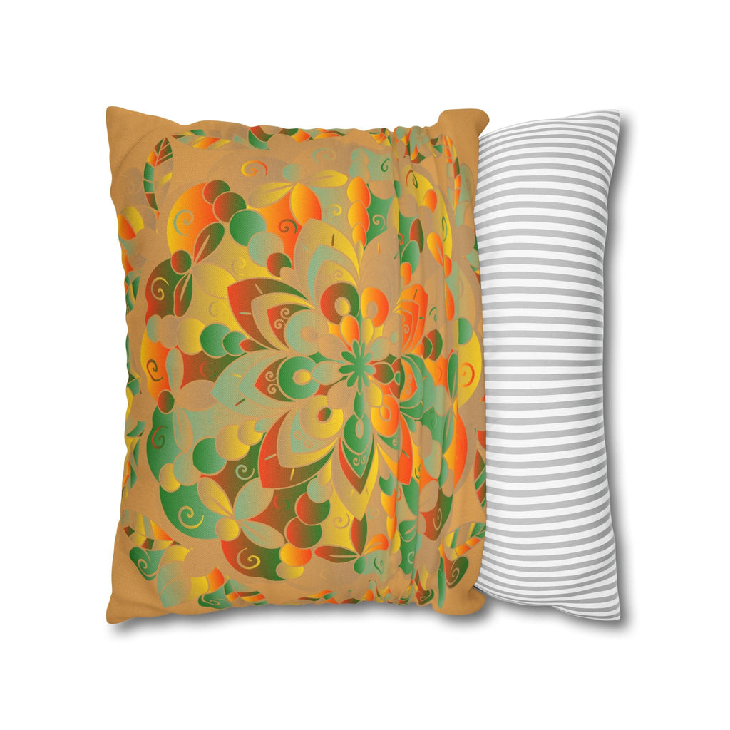 Spun Polyester Square Pillowcase Mandala Art - Original Fine Art - Hand - drawn - Dune - Blululi