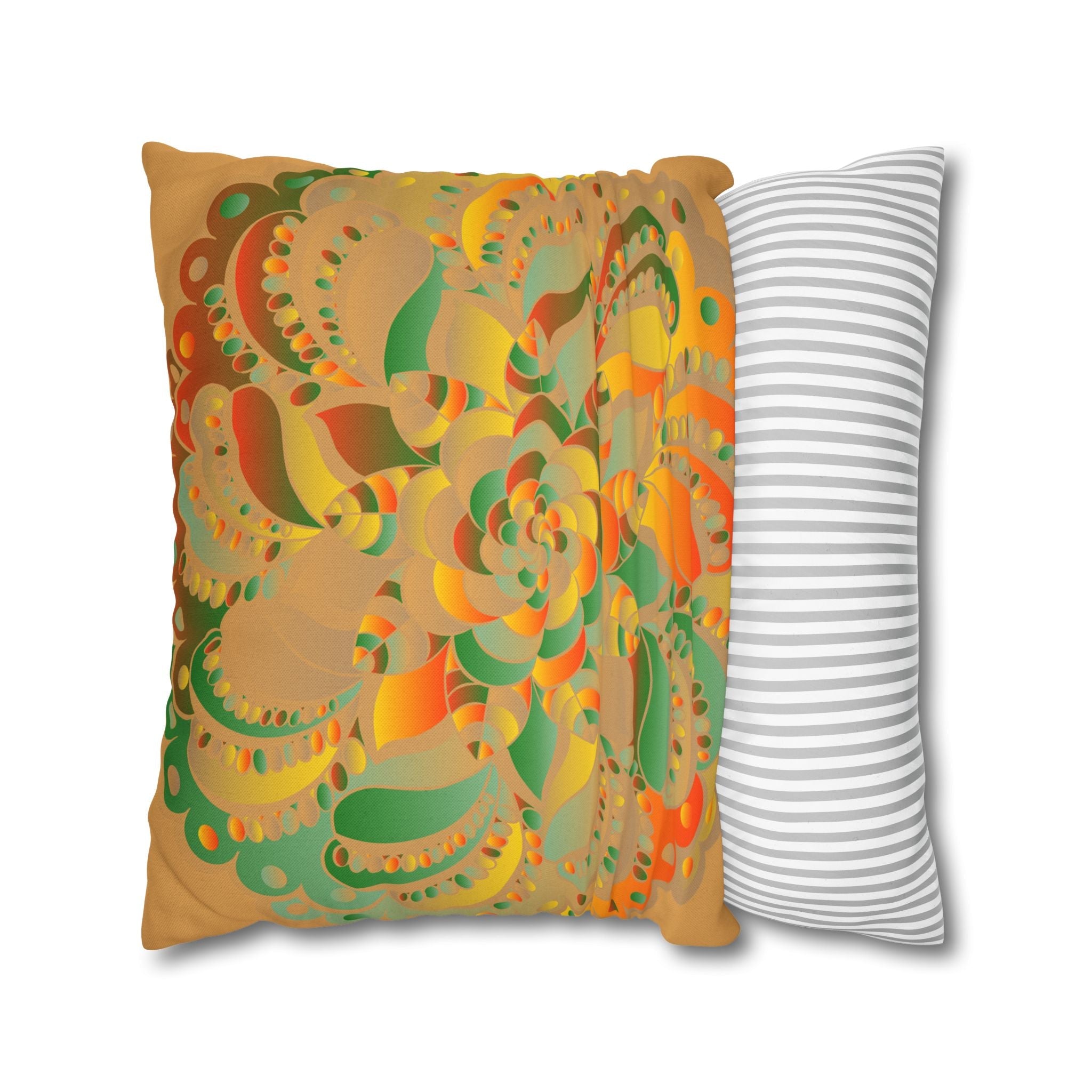 Spun Polyester Square Pillowcase Mandala Art - Original Fine Art - Hand - drawn - Dune - Blululi