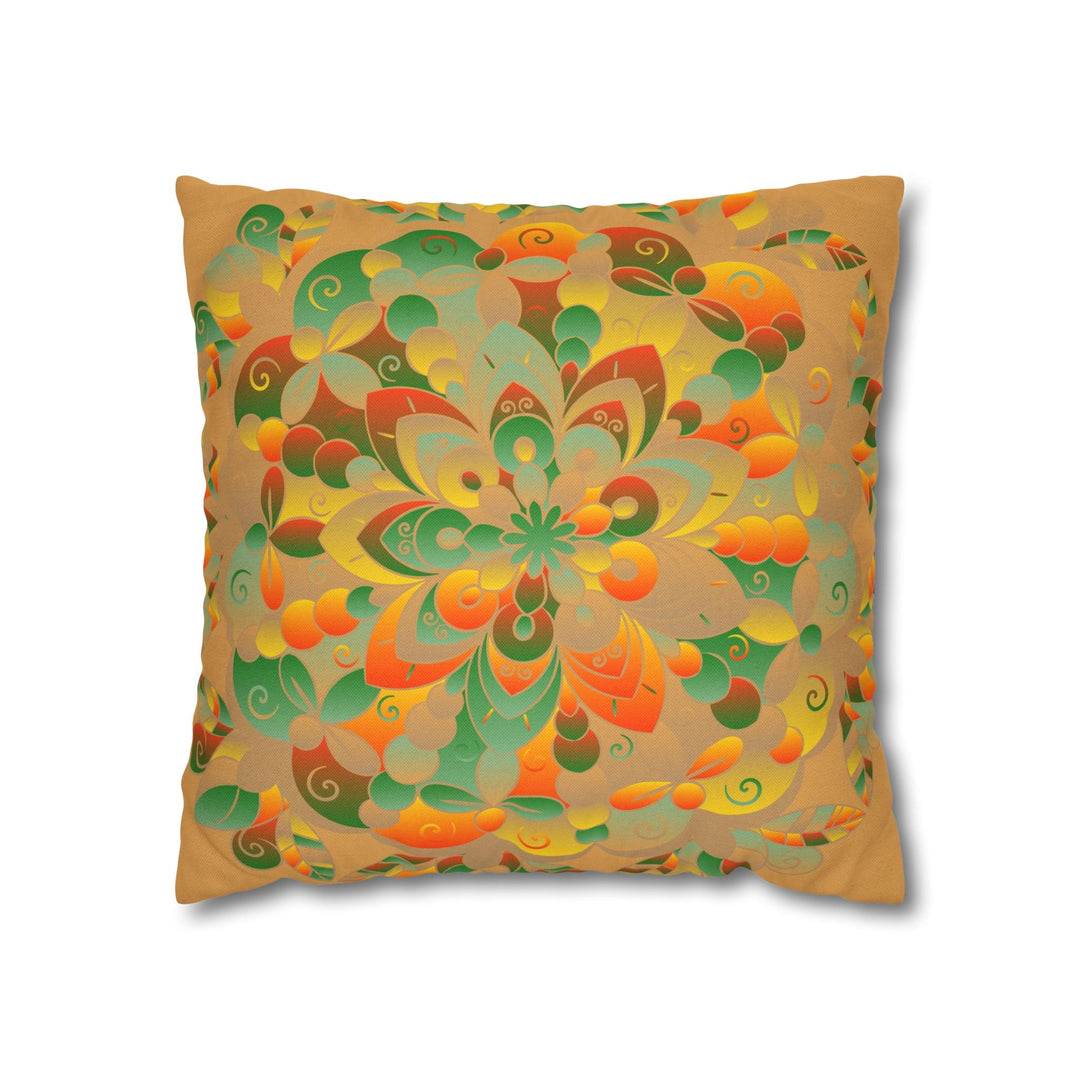 Spun Polyester Square Pillowcase Mandala Art - Original Fine Art - Hand - drawn - Dune - Blululi