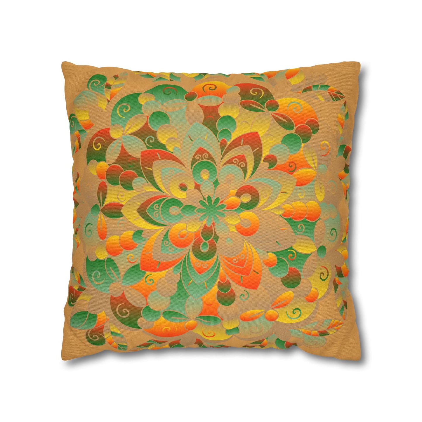 Spun Polyester Square Pillowcase Mandala Art - Original Fine Art - Hand - drawn - Dune - Blululi