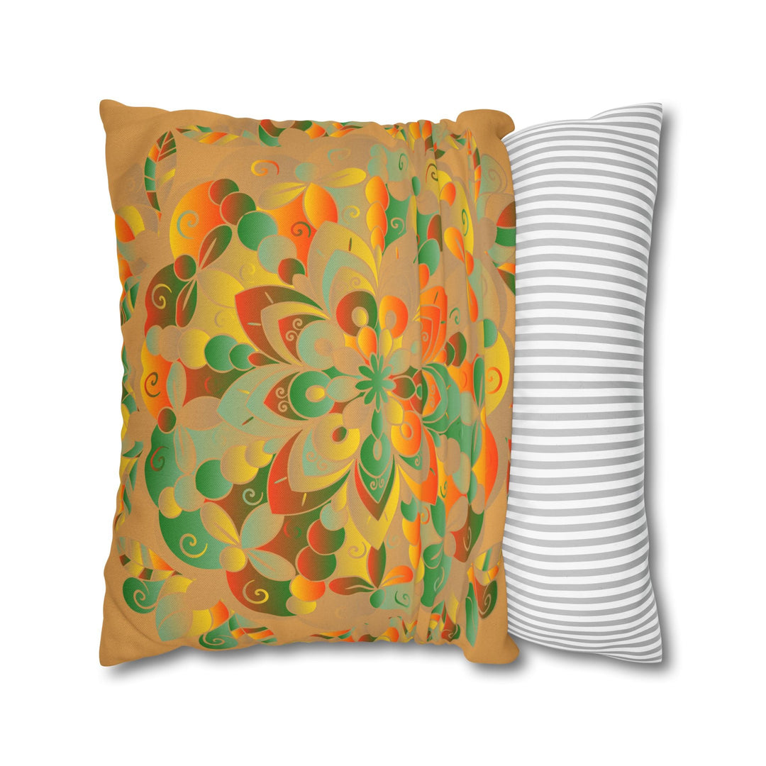 Spun Polyester Square Pillowcase Mandala Art - Original Fine Art - Hand - drawn - Dune - Blululi