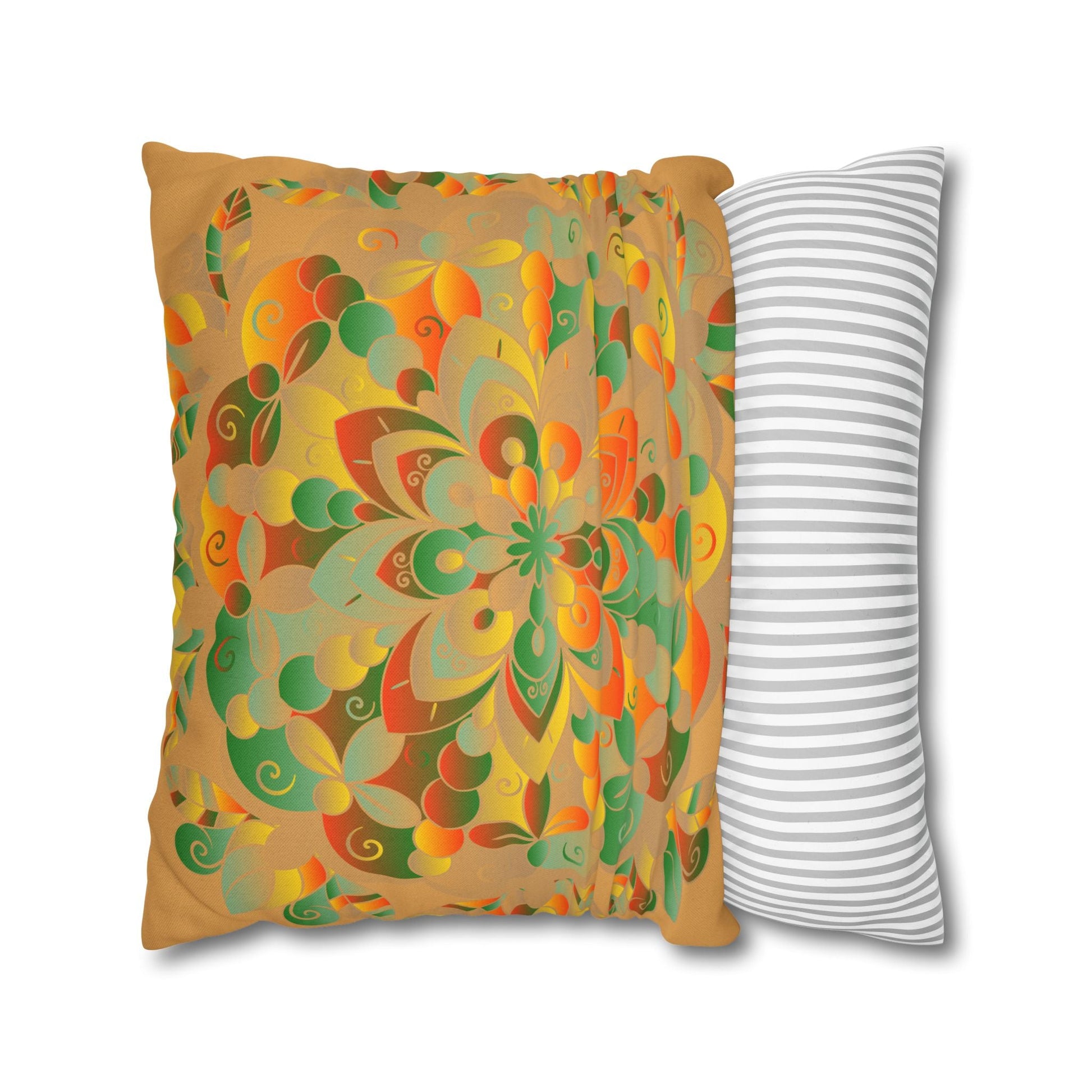 Spun Polyester Square Pillowcase Mandala Art - Original Fine Art - Hand - drawn - Dune - Blululi